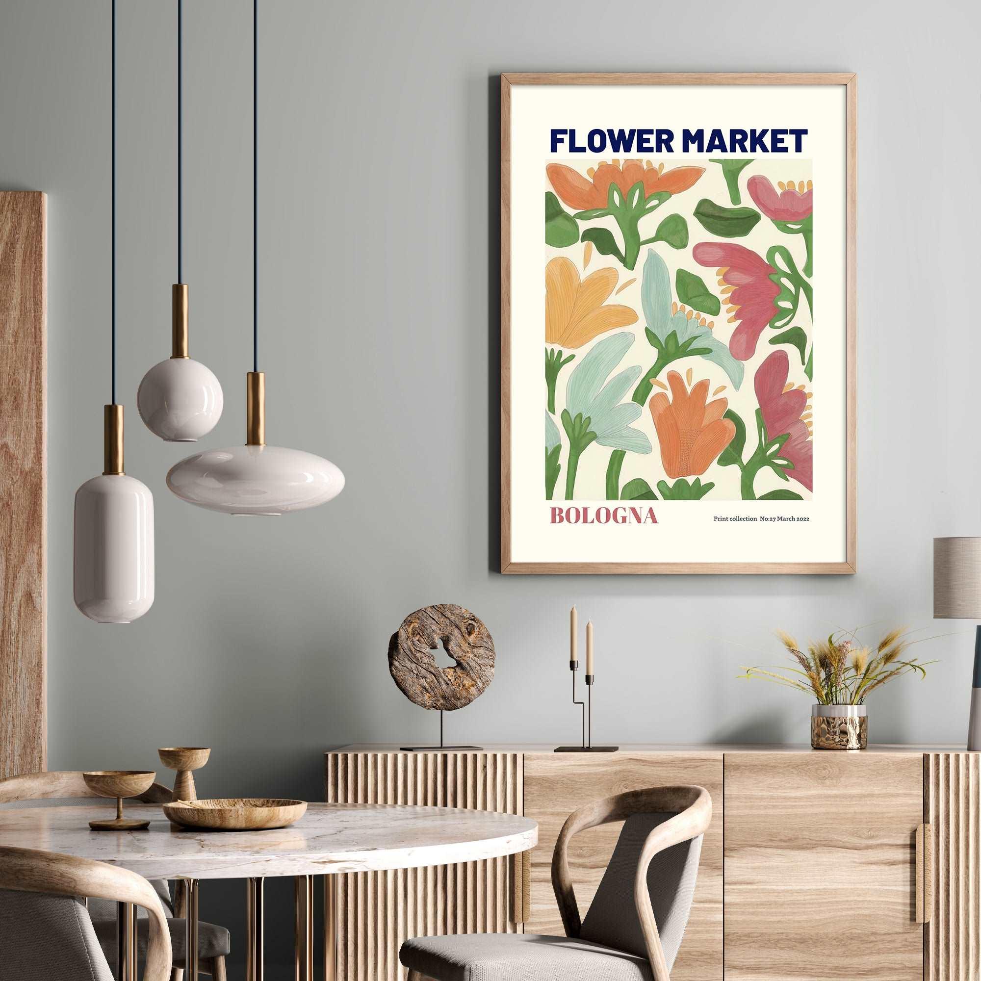 Bologna Flower Market Framed Print