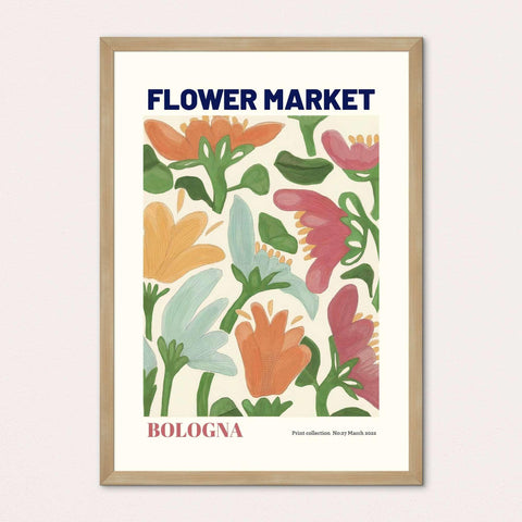 Bologna Flower Market Framed Print